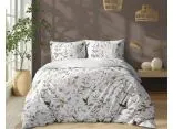 Pościel z bawełny 160x200 +2/70x80 poranny śpiew biało beżowa wz. 5500 b